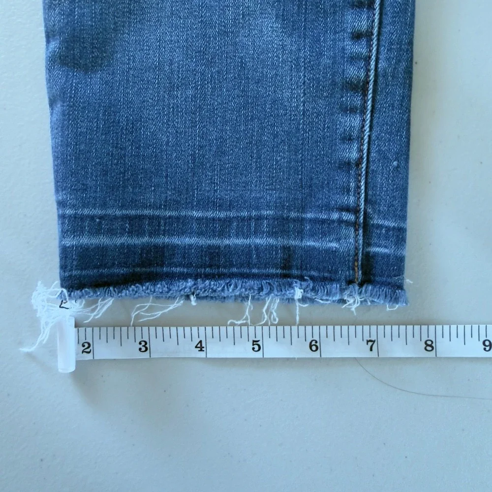 Madewell Alley Straight Jeans Womens 30 Blue Distressed Raw Hem Denim